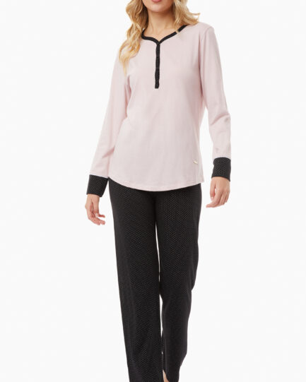 Minerva Floral / Dots Women’s Pyjama Set with placket 90-52059