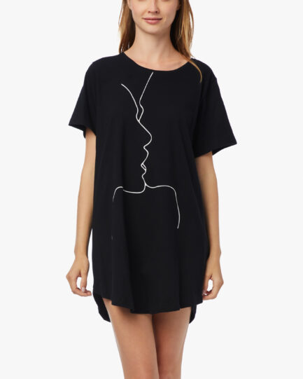 Minerva Boyfriend T-Shirt Νυχτικό Μαύρο 90-52133