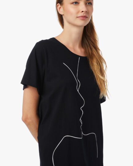 Minerva Boyfriend T-Shirt Νυχτικό Μαύρο 90-52133