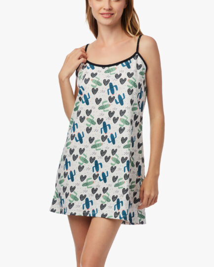 Minerva Dream Μπριτέλα Γυναικεία Νυχτικιά Eκρού-Πετρόλ 90-52144