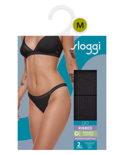 Sloggi Γυναικεία Σλιπ Οργανικό Βαμβάκι Tanga Rib Σετ 2 τεμαχίων 10213180