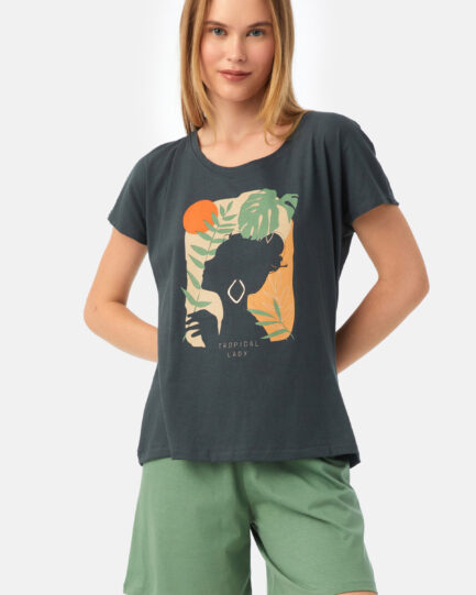 Minerva Tropical Κοντομάνικη Γυναικεία Πυτζάμα 90-52539