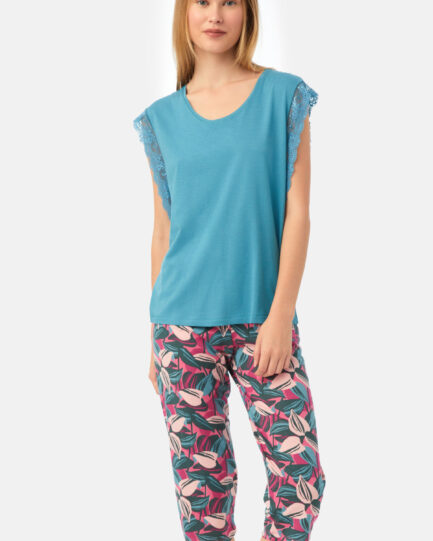 Minerva Κάπρι Γυναικεία Πυτζάμα με Ζαπονέ μανίκι 90-52558