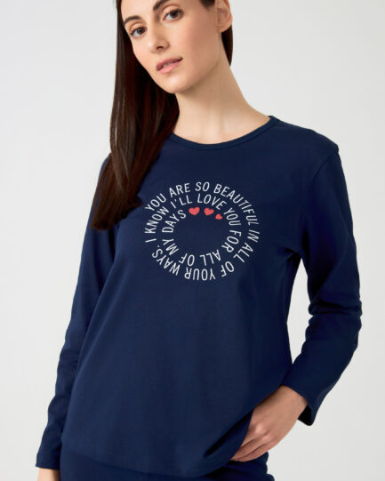 Minerva Γυναικείο Σετ Πιτζάμας Μπλε Σκούρο 90-52986