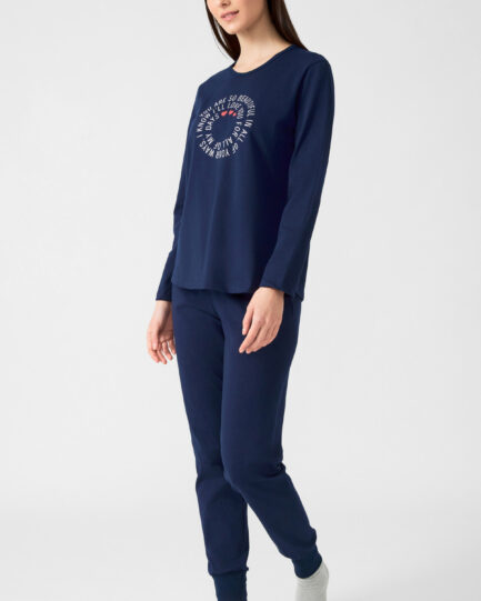 Minerva Γυναικείο Σετ Πιτζάμας Μπλε Σκούρο 90-52986