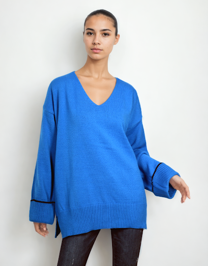 Limit 21 Γυναικεία Πλεκτή Μπλούζα Μπλε Ρουά 24053