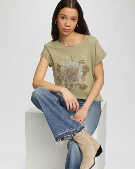 s.Oliver Top in a garment-washed look with a front print 2162987