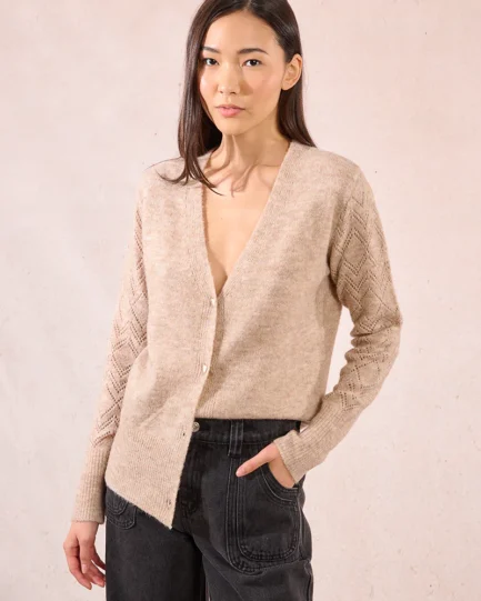 Molly Bracken Beige Knitted Cardigan LA1423DN