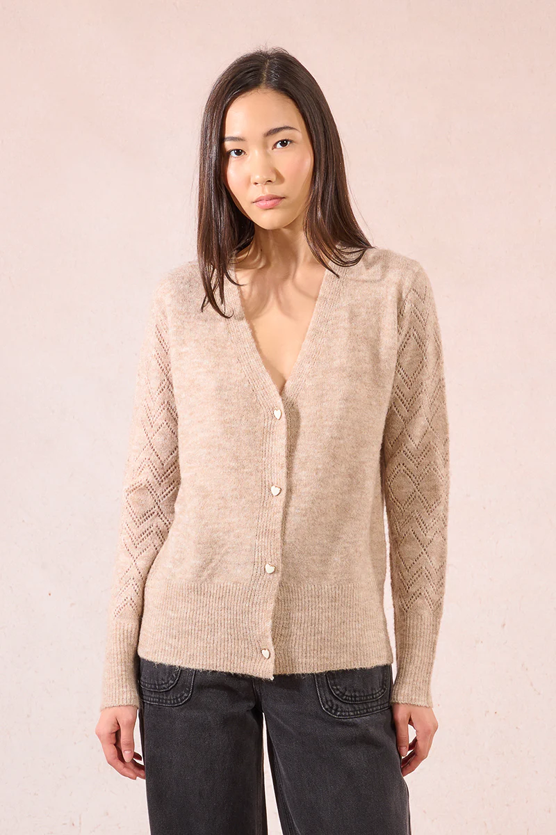 Molly Bracken Beige Knitted Cardigan LA1423DN - Image 3