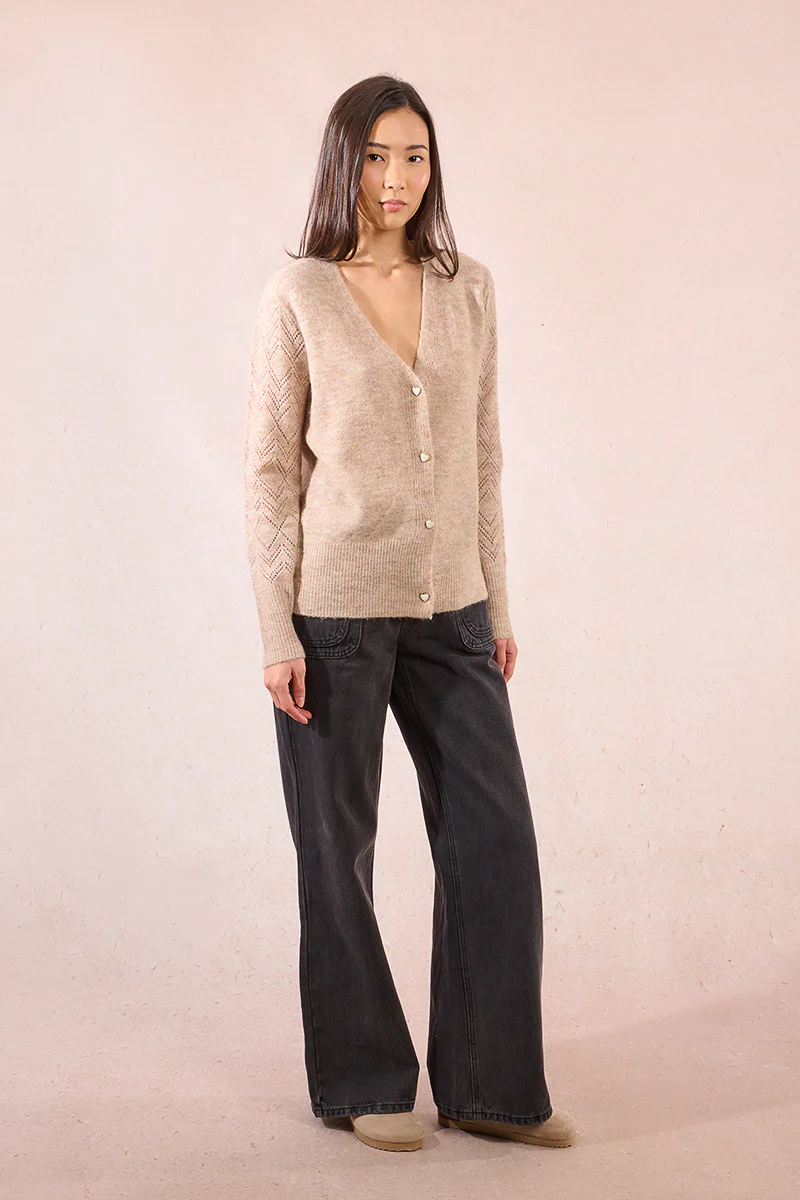 Molly Bracken Beige Knitted Cardigan LA1423DN - Image 5