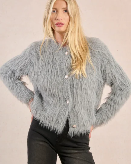 Molly Bracken Grey Soft Knitted Cardigan LA1818DH