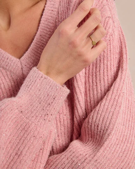Molly Bracken V-neck Pink Knitted Sweater M140DN