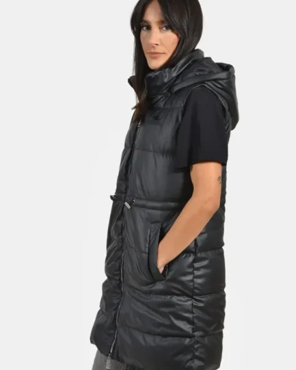 Castor Γυναικείο Μακρύ Αμάνικο Γιλέκο Δερματίνη 1262