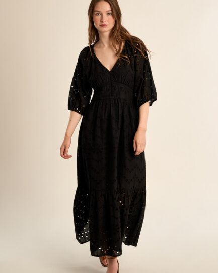 Molly Bracken Long cotton dress, openwork embroidery ZM103BEE