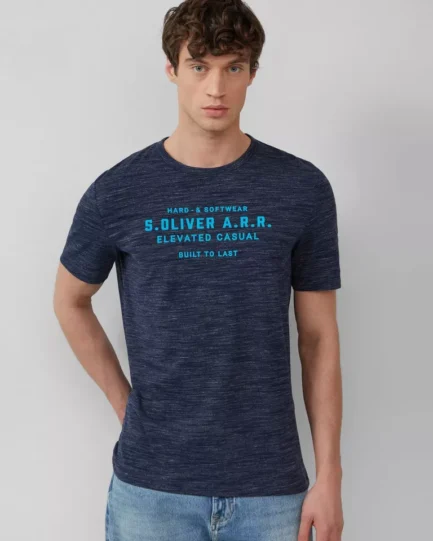 S Oliver Melange T-shirt with logo lettering 2161564