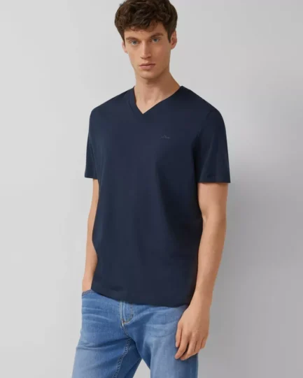 S Oliver Cotton T-shirt with logo print and V-neck 2175877