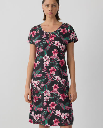 Minerva Exotic Floral Γυναικεία Κοντομάνικη Νυχτικιά με πατιλέτα 53254
